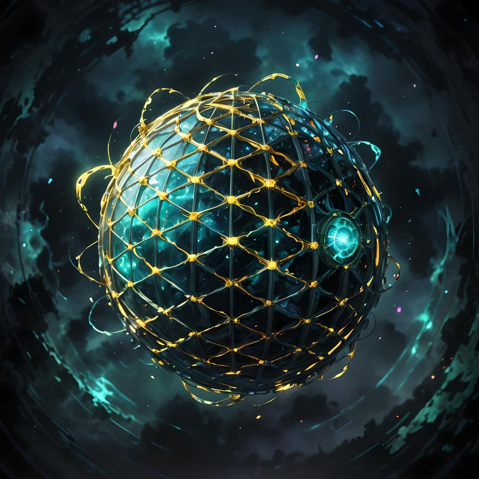 Corrupted Magical Energy Sphere in Anime Style