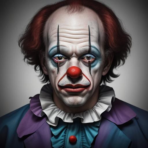 Dead Clown Portrait in Professional Photography Style