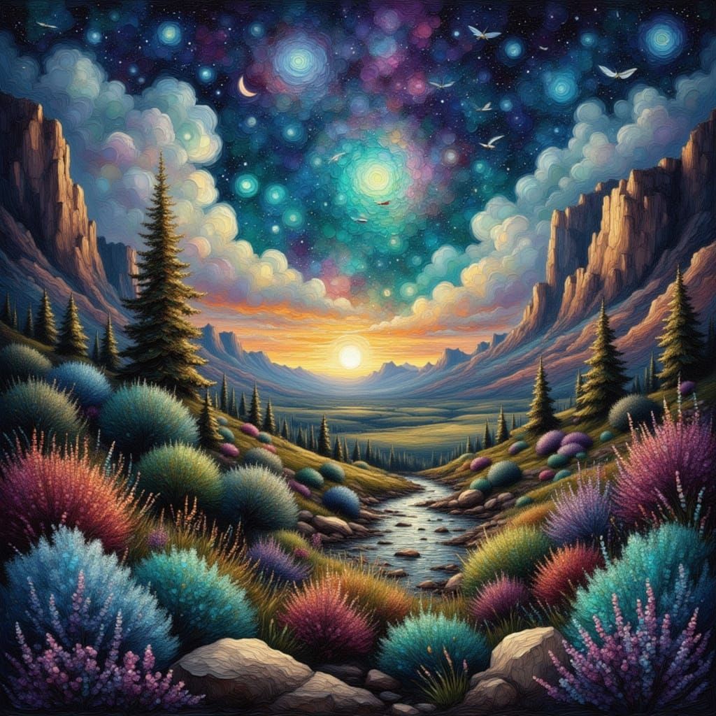 Breathtaking Alien Landscape in Impasto Style