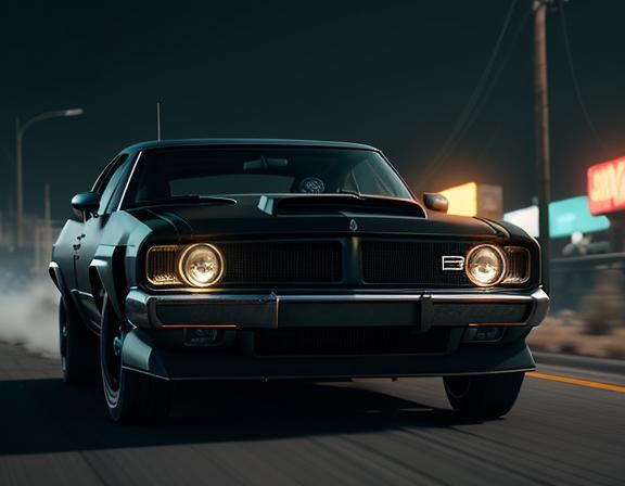 Action-Packed Car Chase Movie Poster in Sci-Fi Style