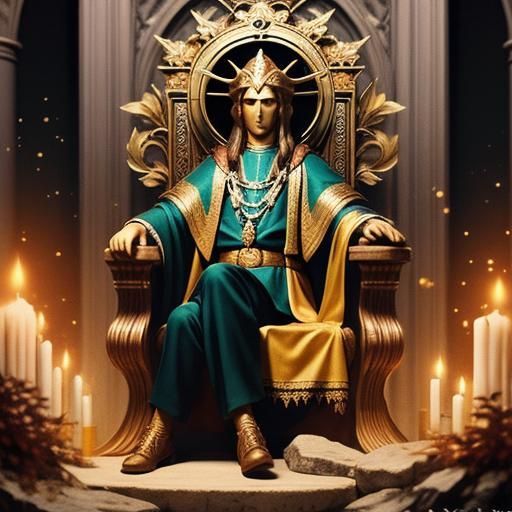 Dionysus on Dark Throne in Hellenic Cosmic Art