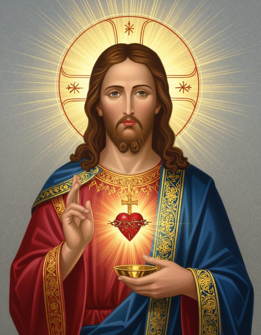 Holy Figure in Sacred Icon Style Portrait