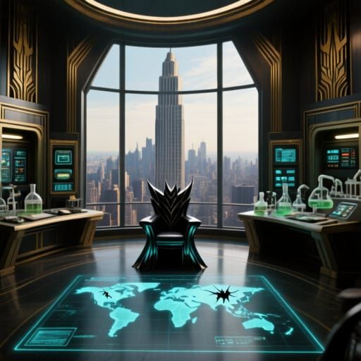Supervillain's Opulent Art Deco Command Center