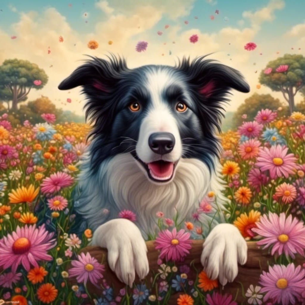 Border Collie Pack Rides an Elephant