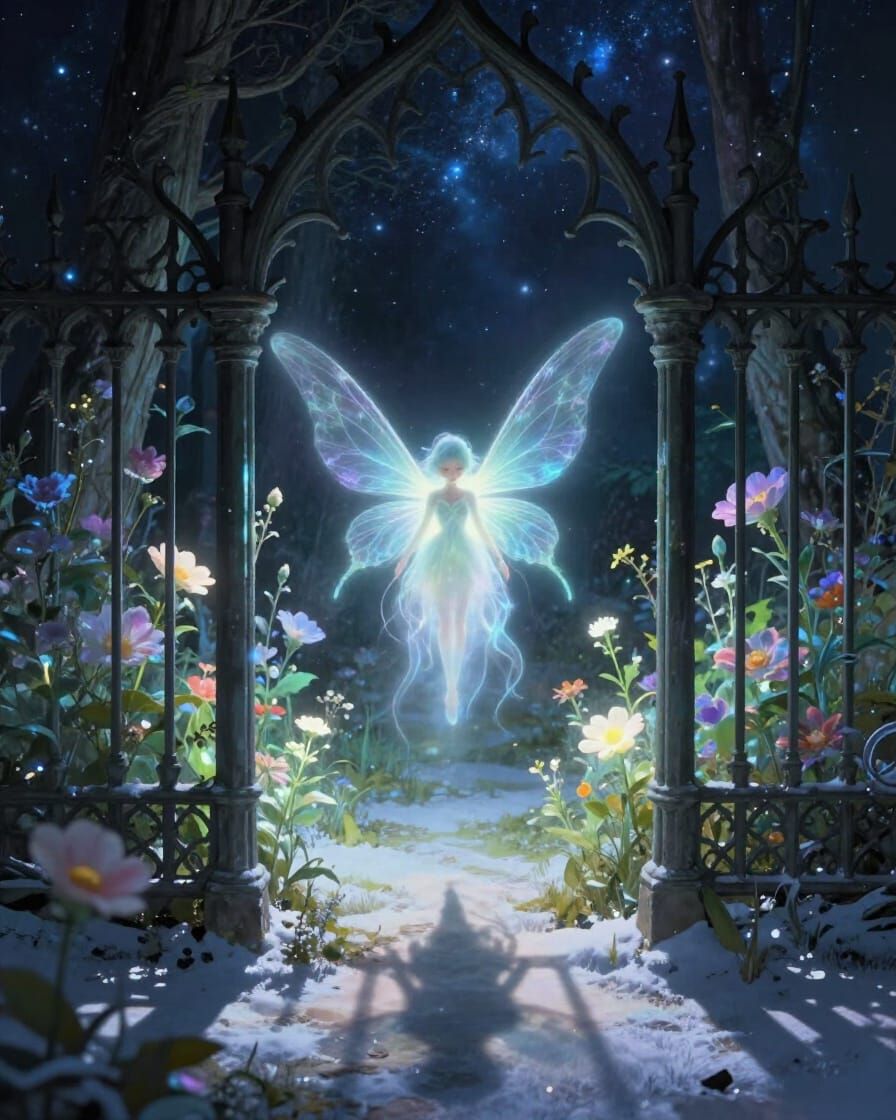Ethereal Ghostly Fairy in Spectral Gothic Garden