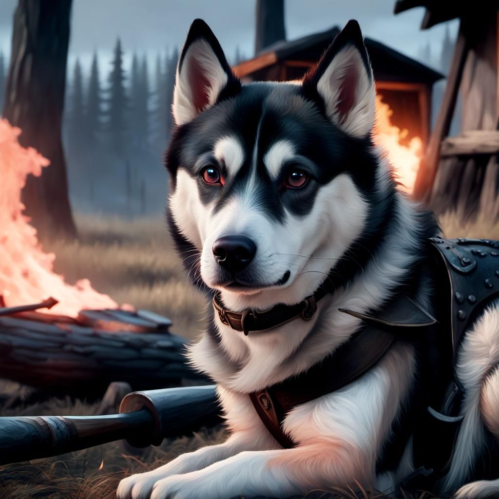 Dog as Viking Shield Maiden in Battlefield