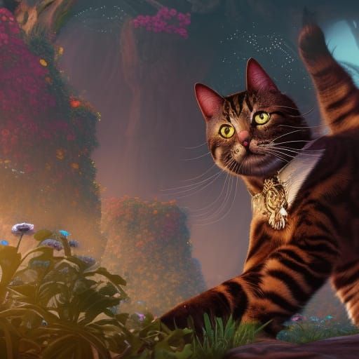 Anthropomorphic Cat Throws a Hissy Fit: Fantasy Art