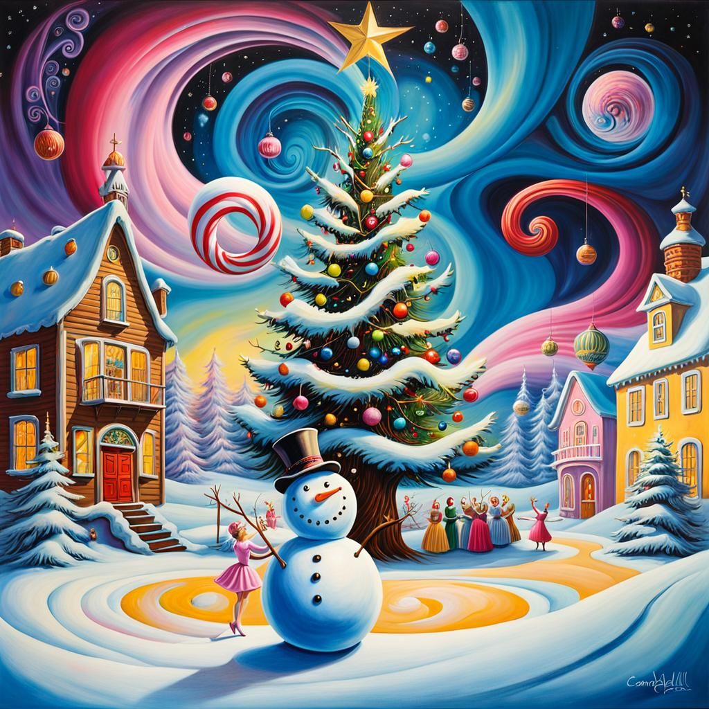 Surreal Christmas Dance in Salvador Dali Style