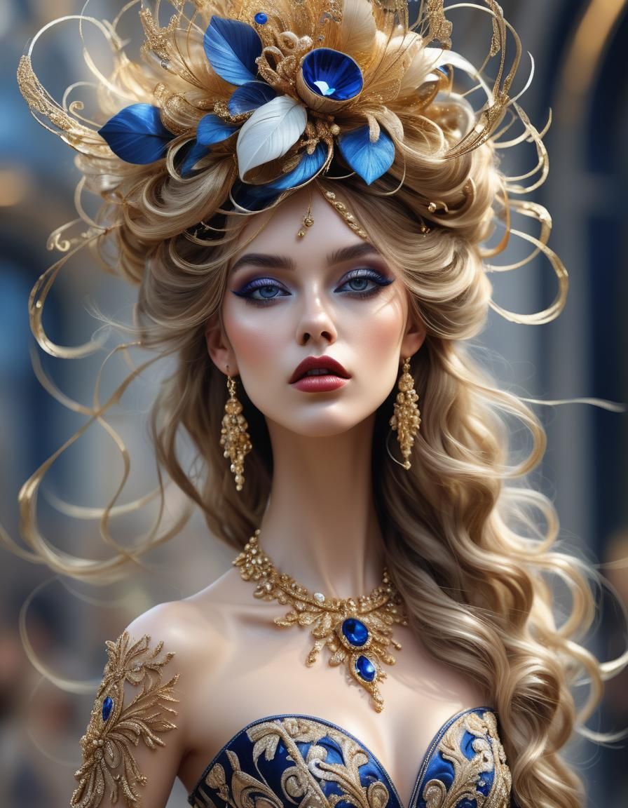 Modern Couture Model in Extravagant Designer Hat