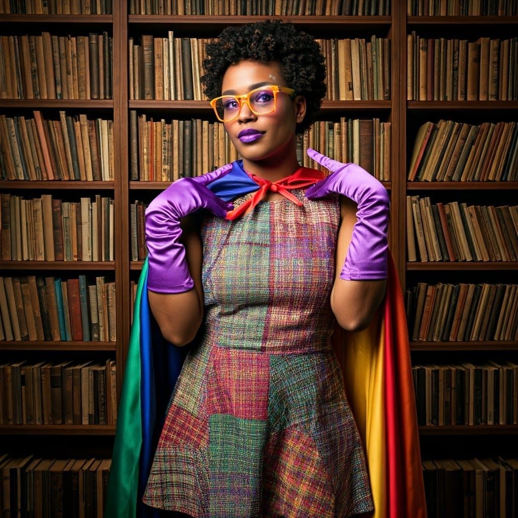 Eccentric Librarian in Vibrant Colors