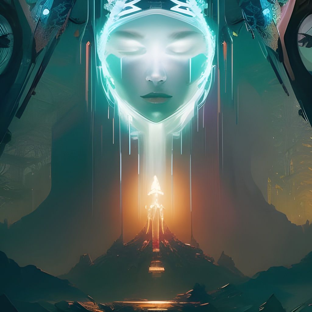 Ice and Fire Alien Portrait: Hyperdetailed Digital Art