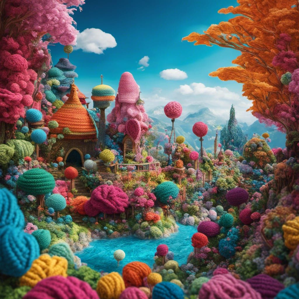 Breathtaking Crochet Landscape Masterpiece in 8K