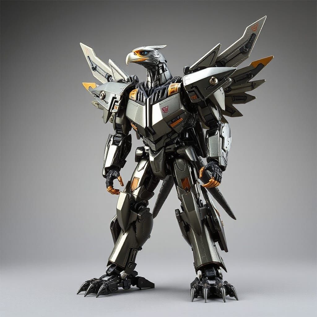 Robotic Eagle Transformation in Sci-Fi Style