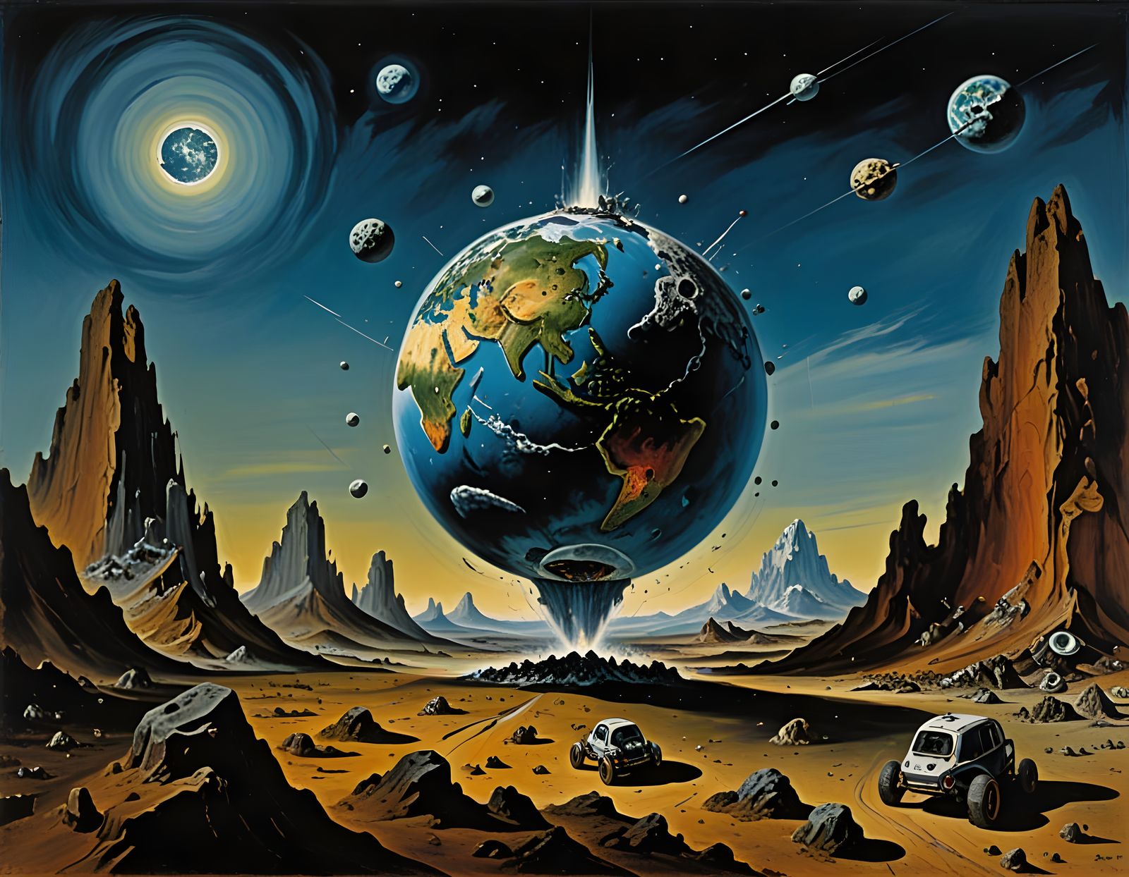 Surreal Oil Painting: The Earth-Killing Asteroid