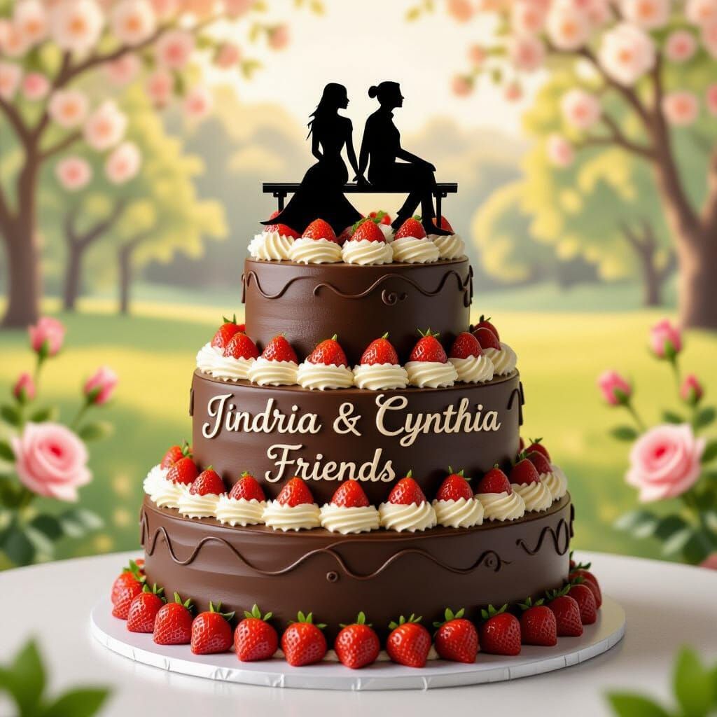 Elegant Chocolate Cake with Strawberry Decor