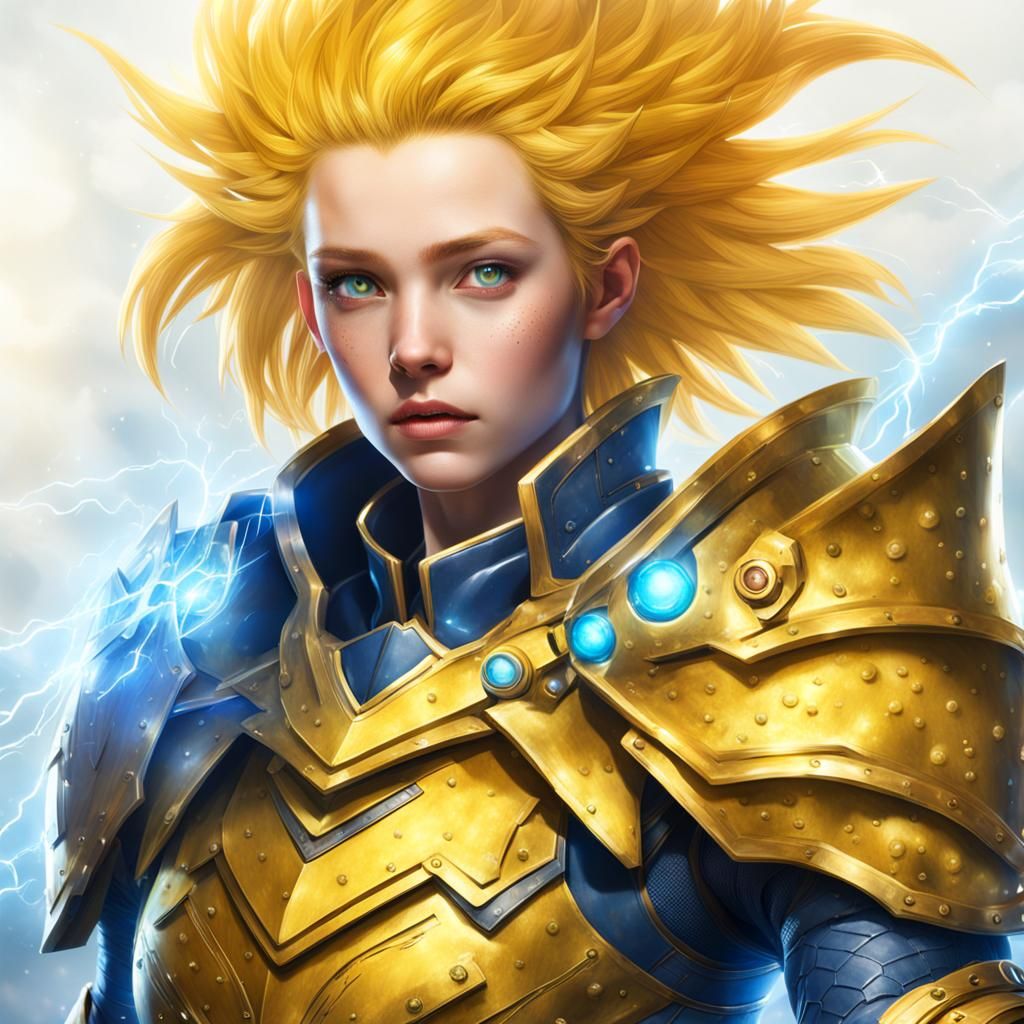 Teenage Lightning Being in Magical Armour