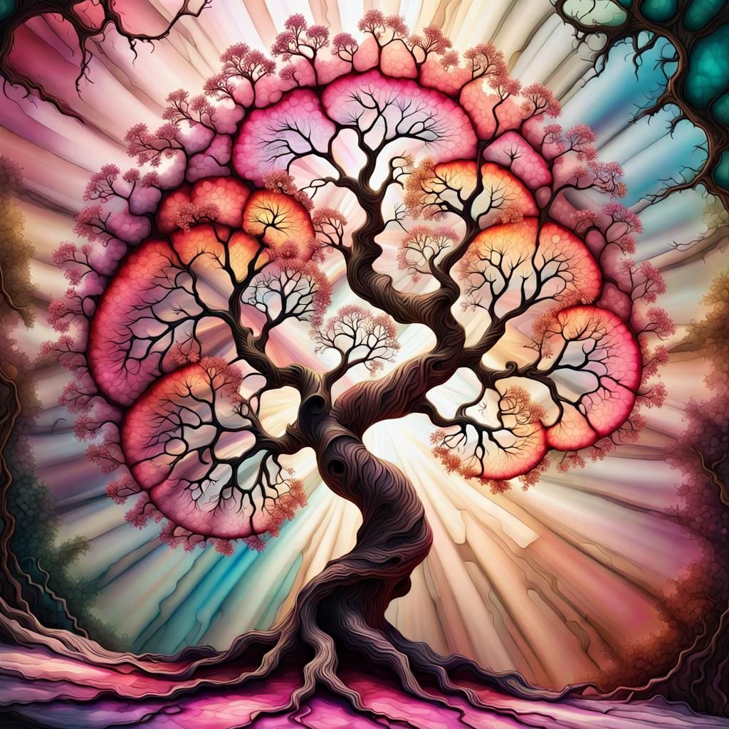 Intricate Fractal Tree in Spectral Colors