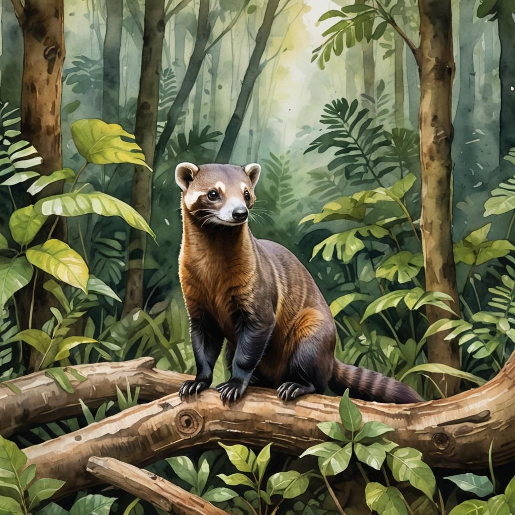 Drawing a white-nosed cotis in its appropriate environment