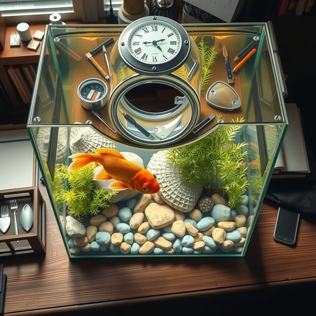 Fantasy Fish Aquarium in Oxbridge Study: 3D Render