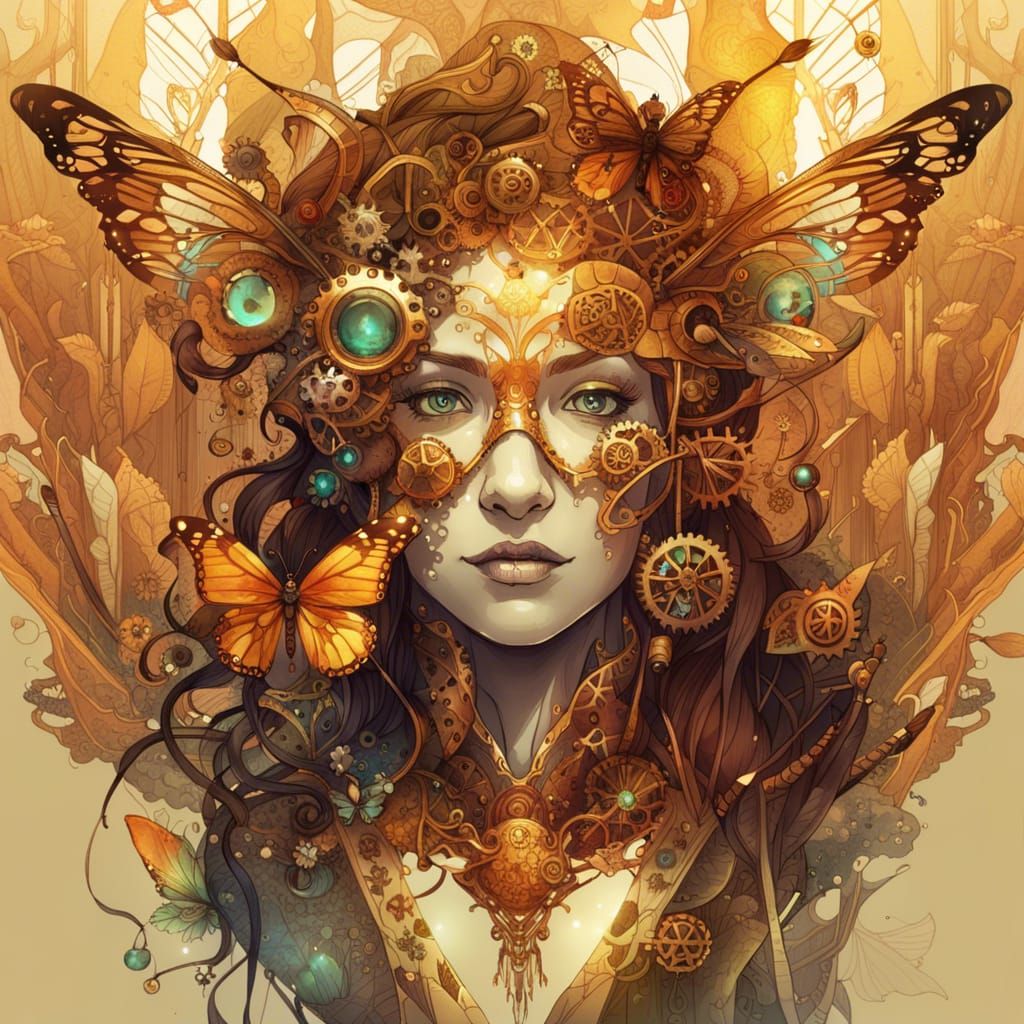 Steampunk Butterfly Queen in Luminous Colors