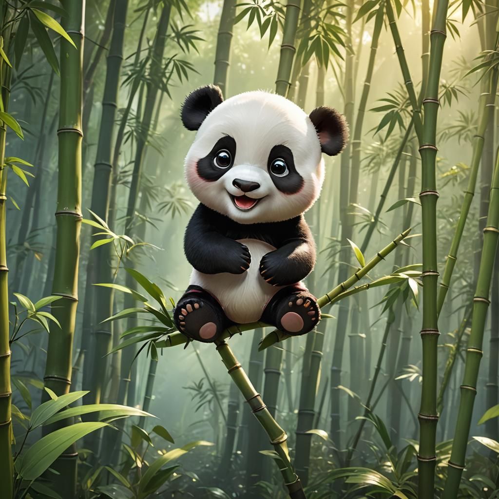 Adorable Baby Panda in Chibi Style