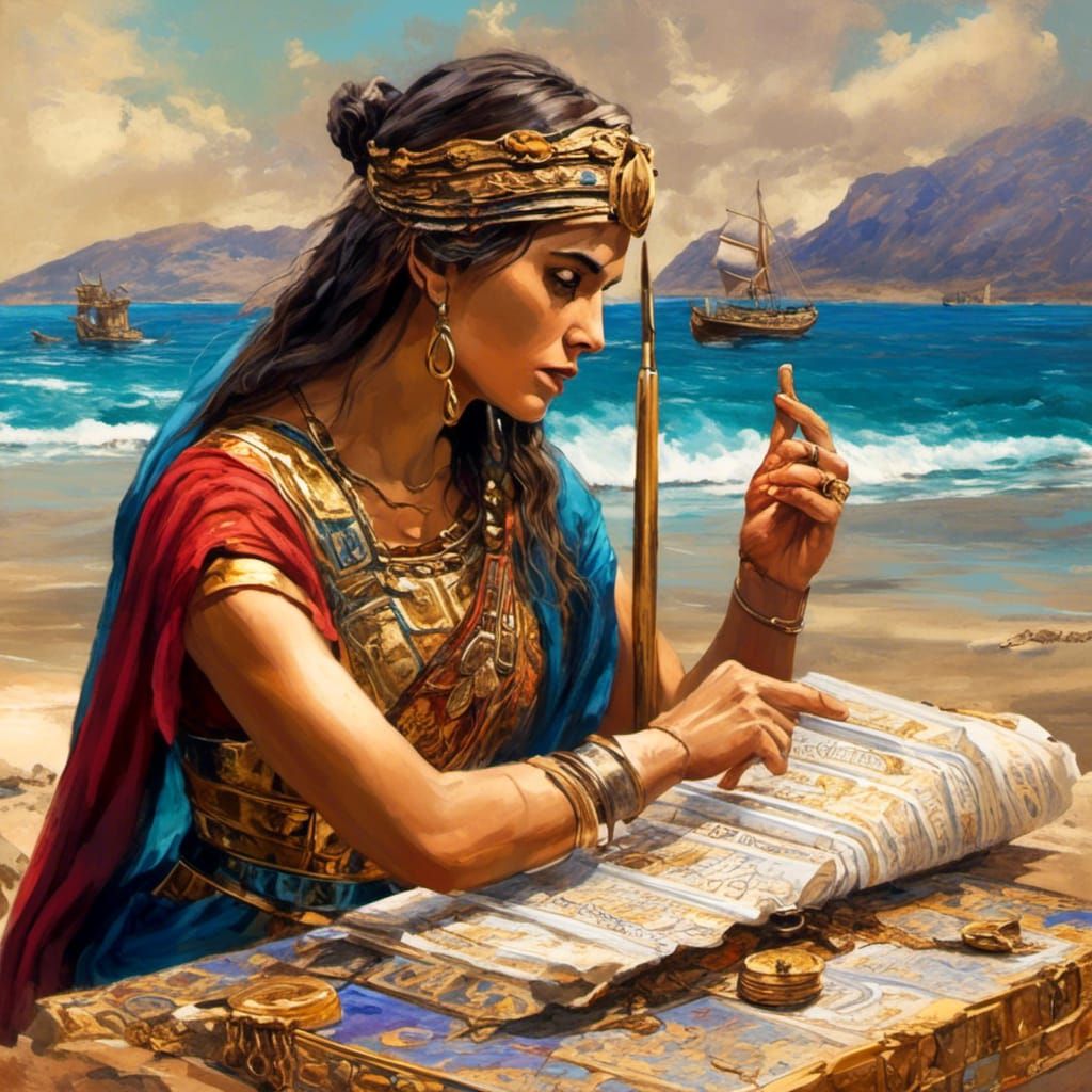 <lora:Phoenicia:1.0> alcohol ink picture of a beautiful Phoenician woman with two  hands having four fingers and a thumb...