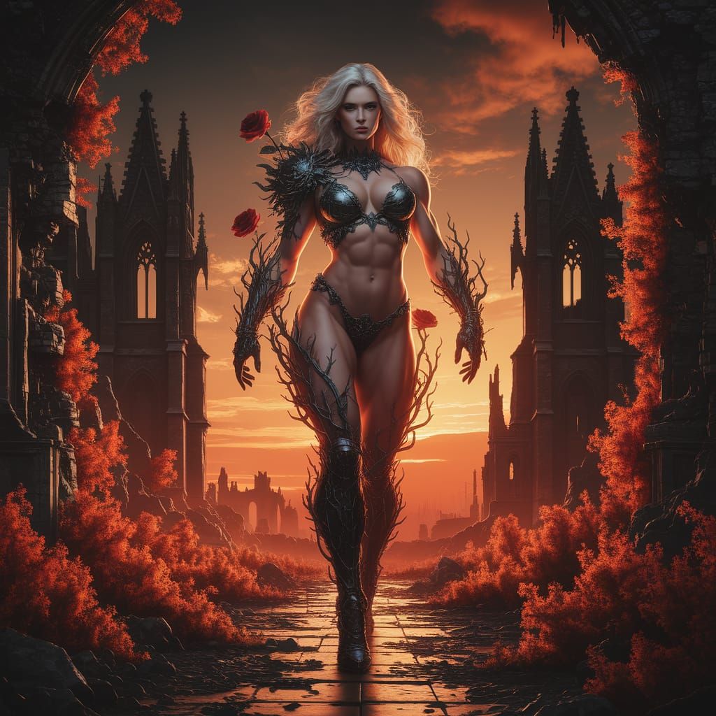 Mistress of the Dark Apocalypse in Gothic Ruins