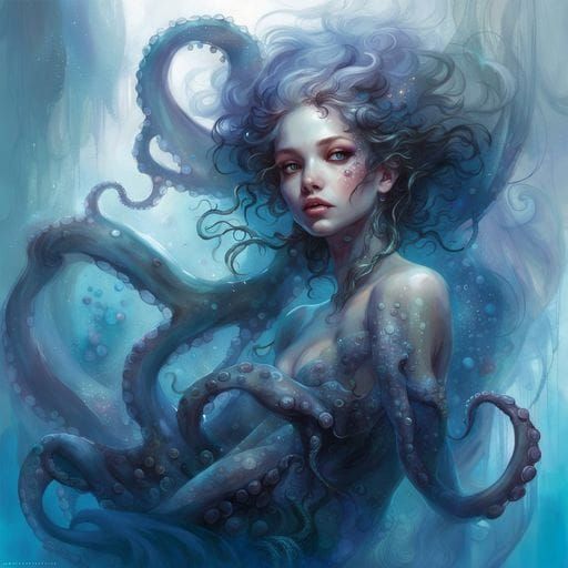 Octopus Mermaid in Dark Elegant Style