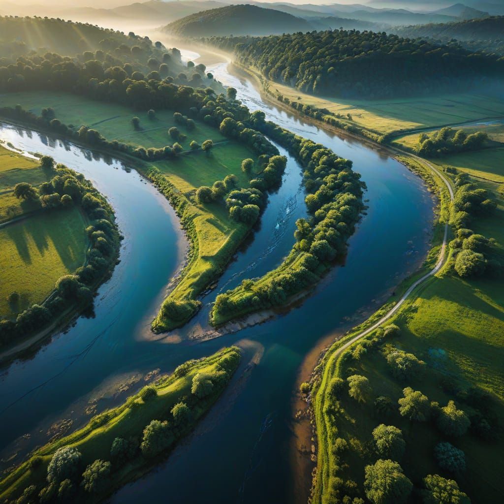 Panoramic Aerial View of Five Rivers Meeting