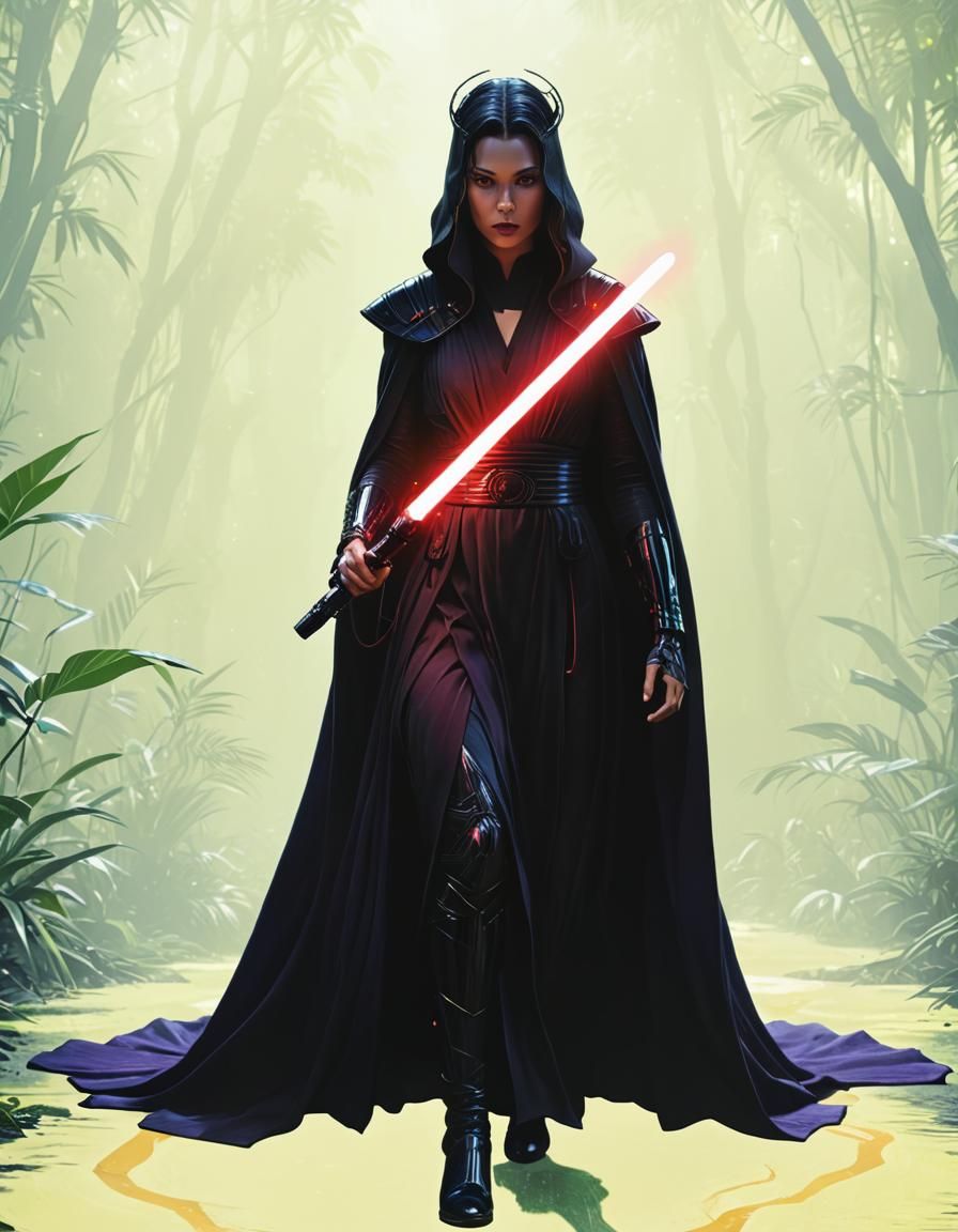 Sith Lord in Jungle: Hyperrealistic Digital Art