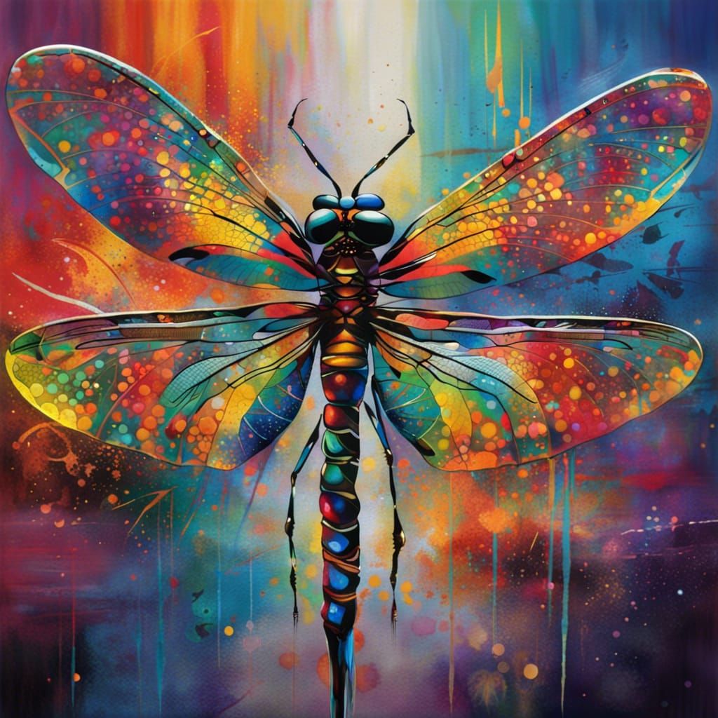 Dragonflies in Flight: Colorful Graffiti Art