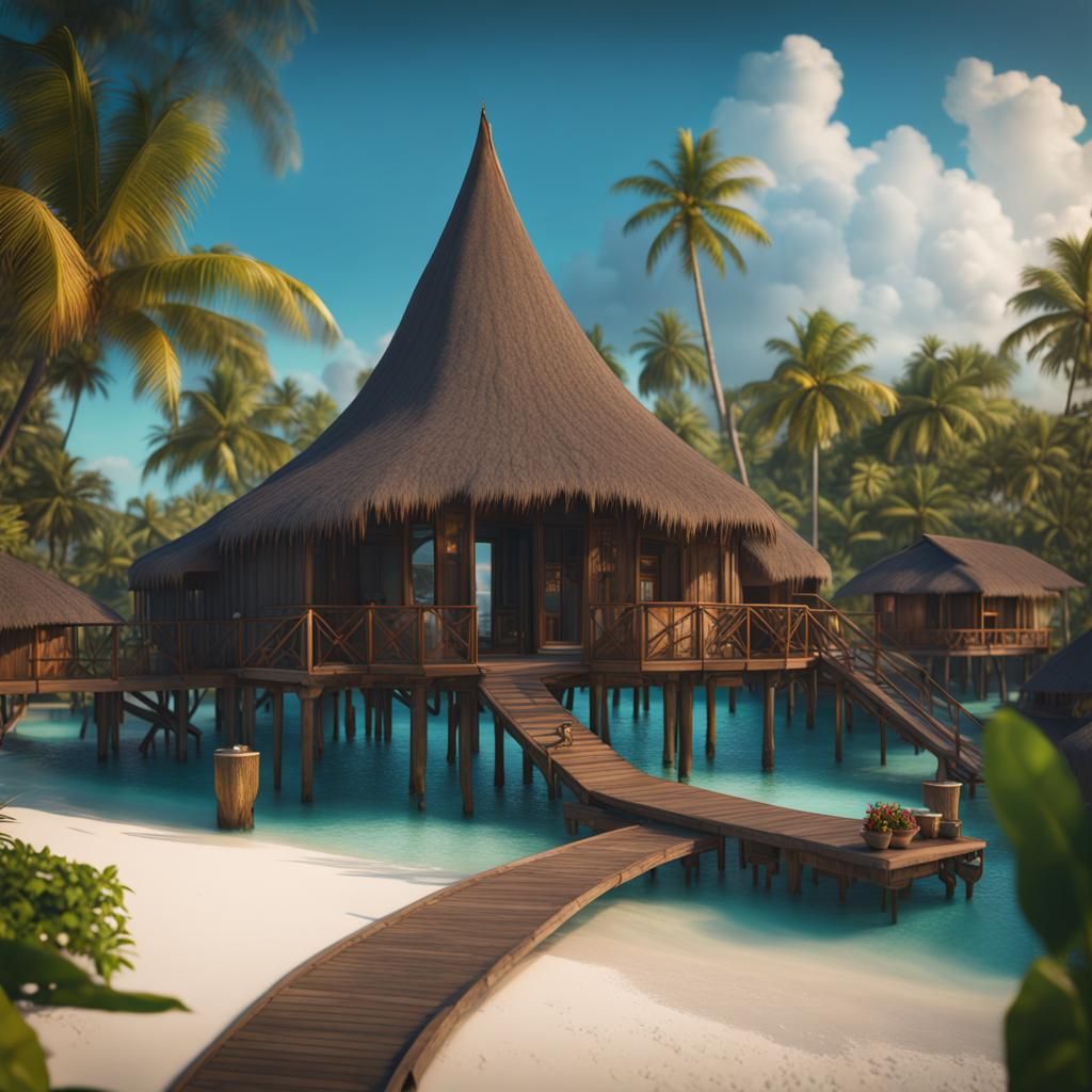 Maldives Touristic Trip: Detailed Matte Painting