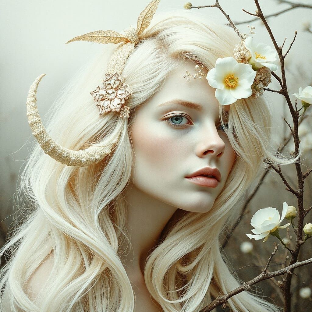 Abstract Surreal Wilderness in Faint Ivory Tones