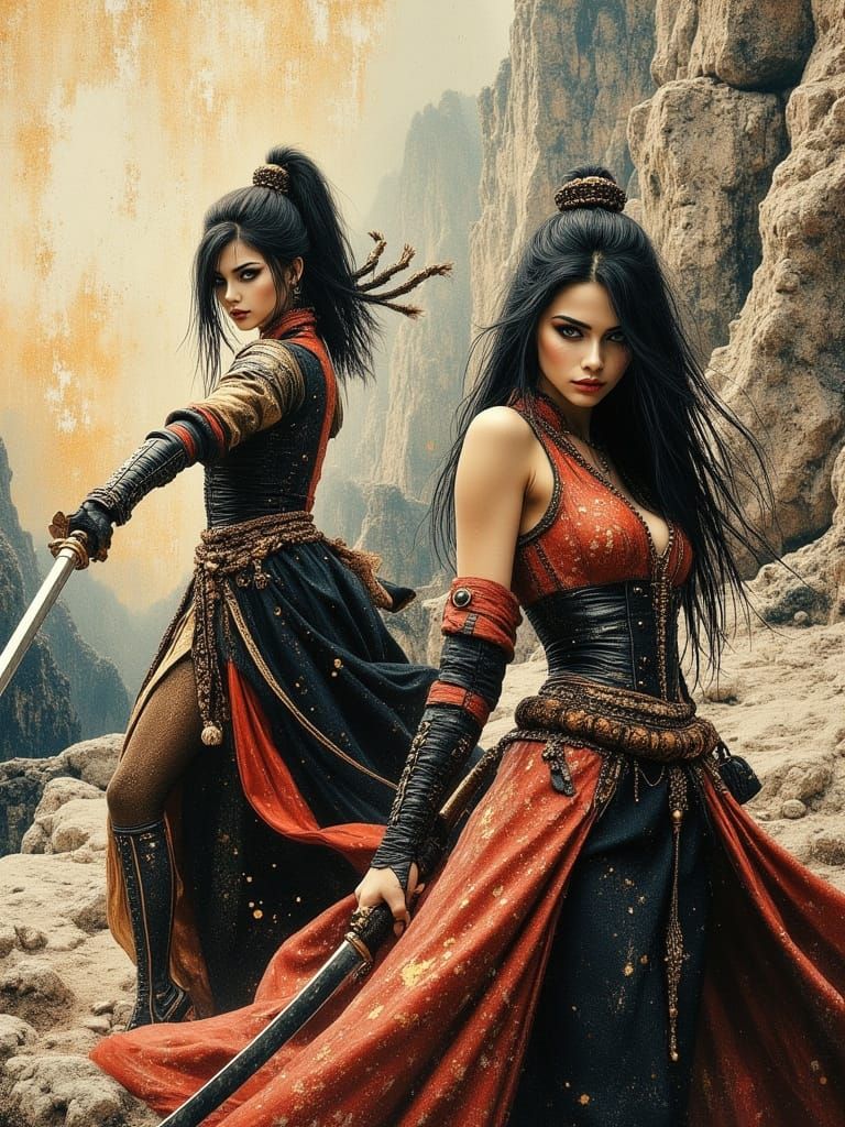 Surreal Samurai Warriors in Intense Battle