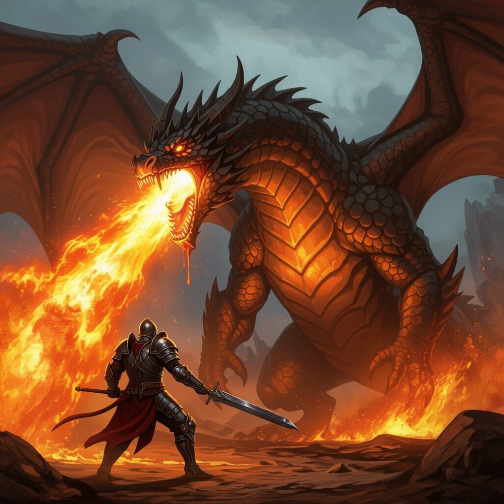 Melting Warrior Confronts Dragon's Fire