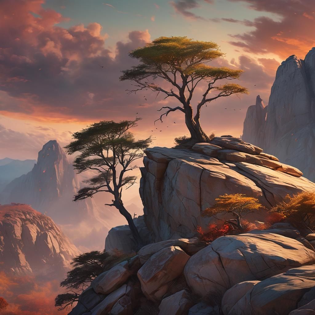 Majestic Hill Silhouette at Sunset: Hyper-Realistic Concept ...