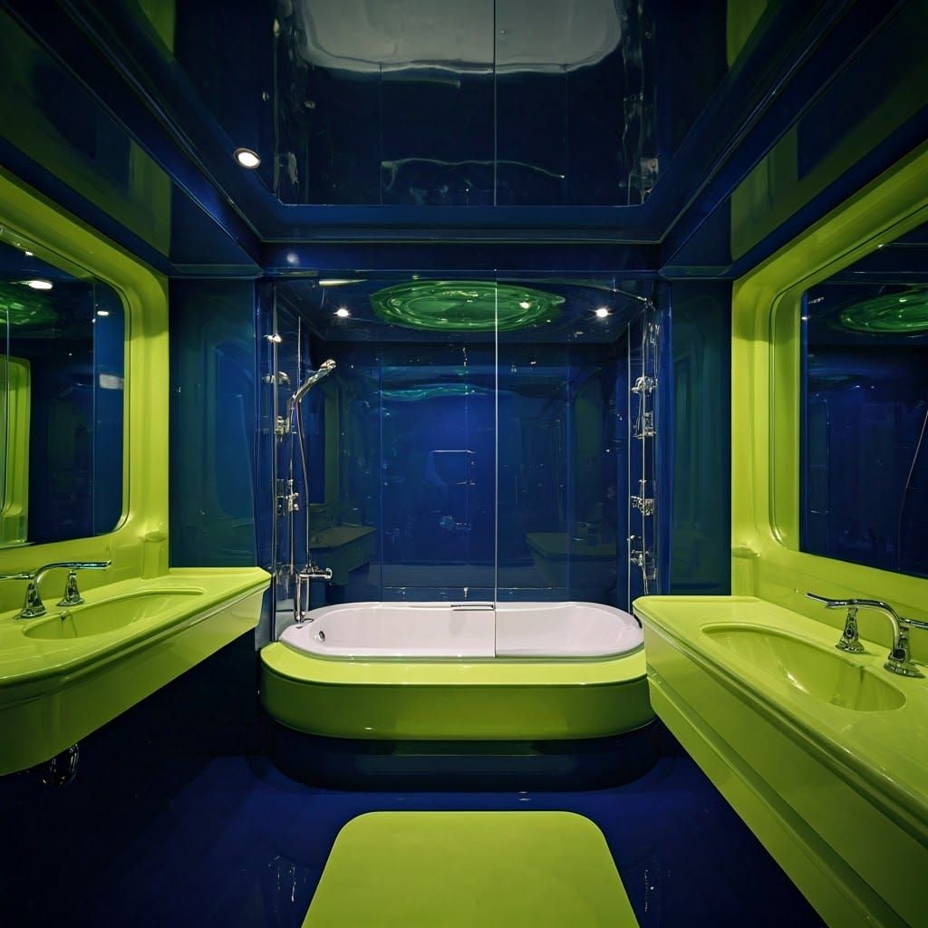 Luxury Space Age Bathroom with Mirrored Walls