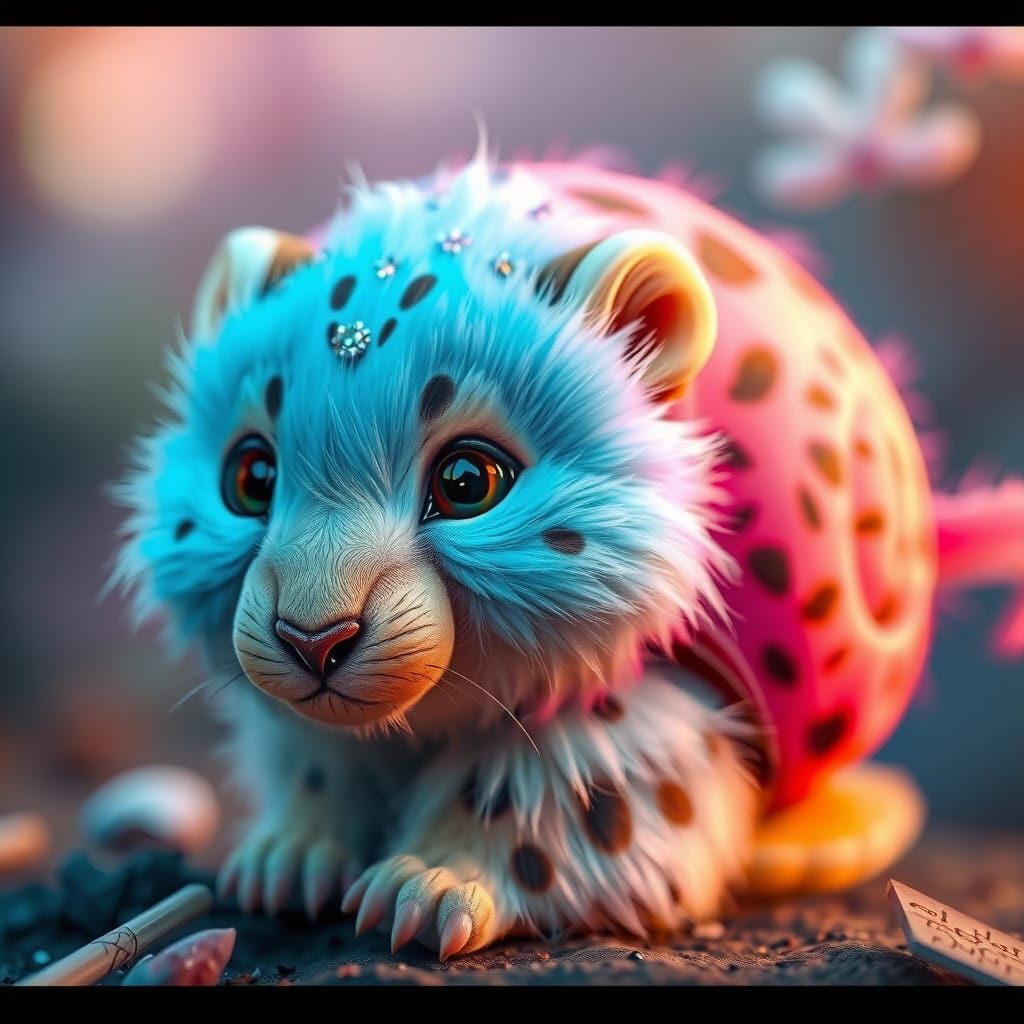 Whimsical Cheetah-Snail Portrait in Vibrant, Fairy-Tale Styl...