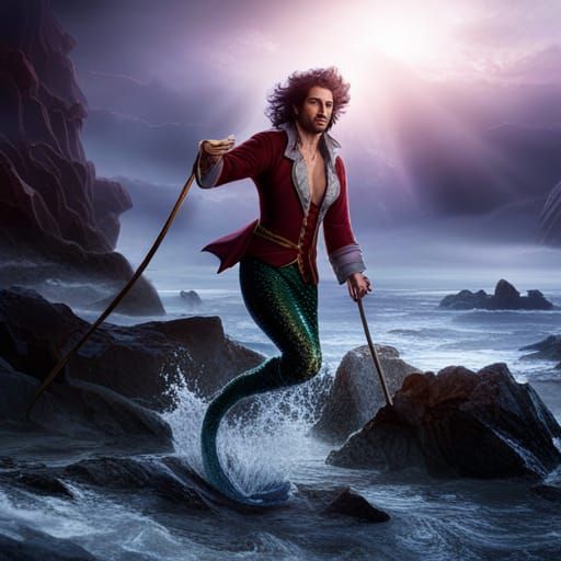Captain Hook as Mermaid in Detailed Matte Painting