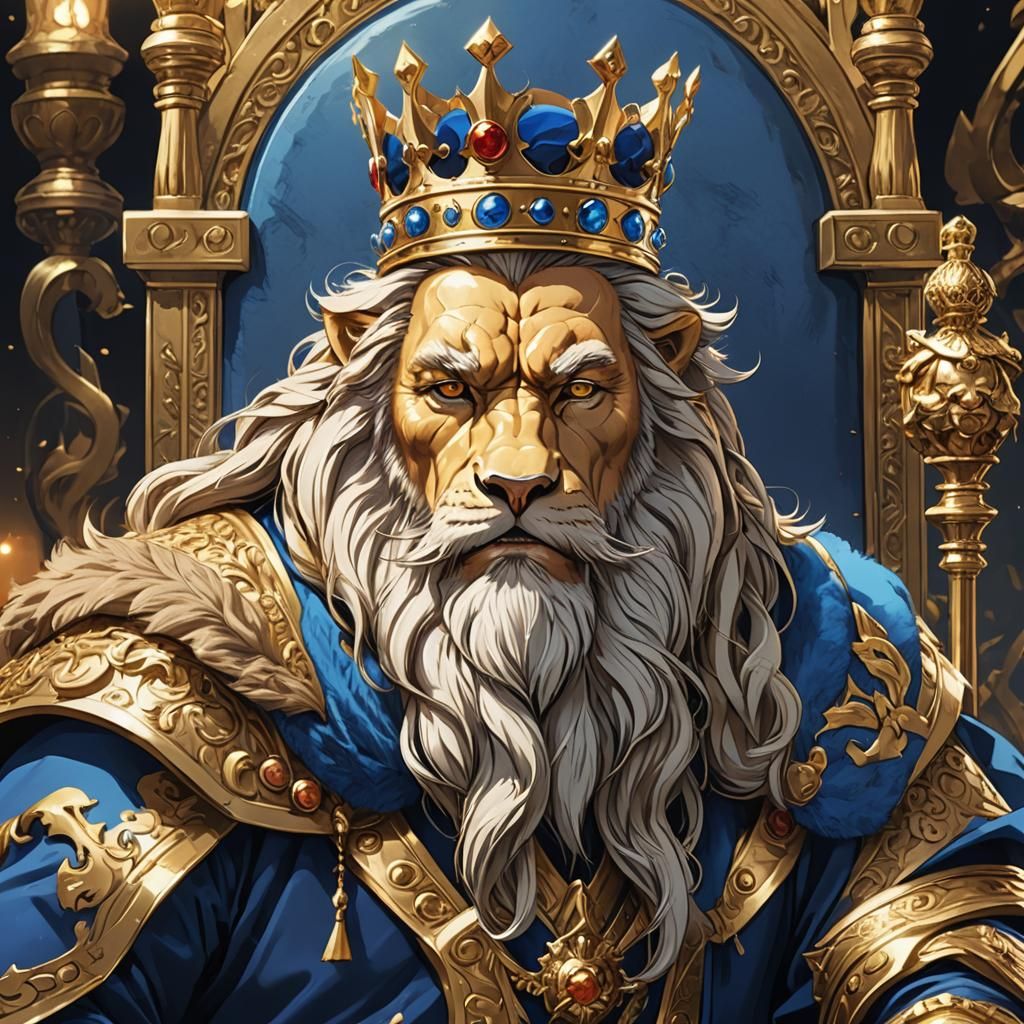 King with Lion's Mane in Anime Style