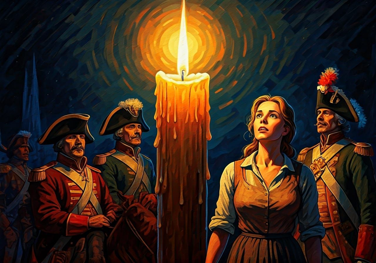 Mystical Night: Woman and Colossal Candle