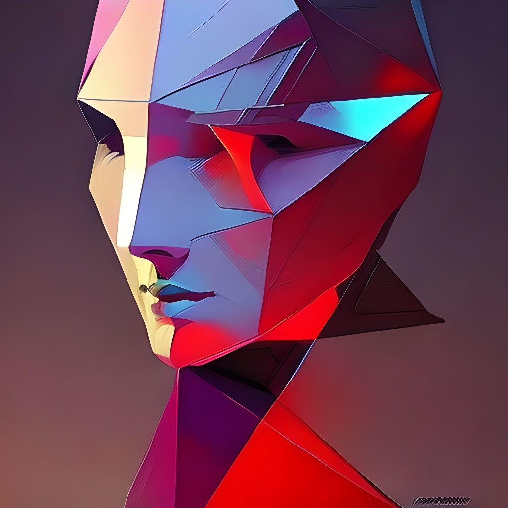 Geometric Face in Geometric Abstract Art Style