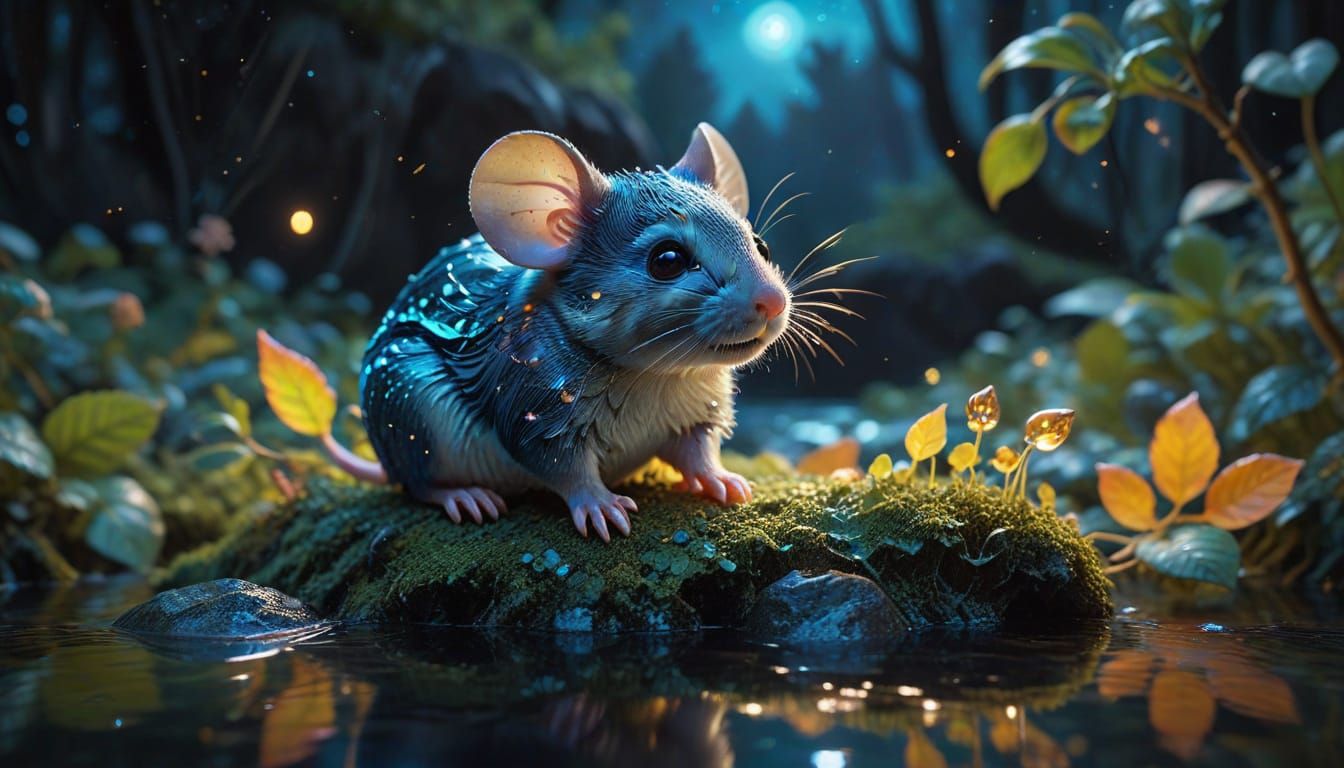 Whimsical Mouse Amidst Celestial Splendor