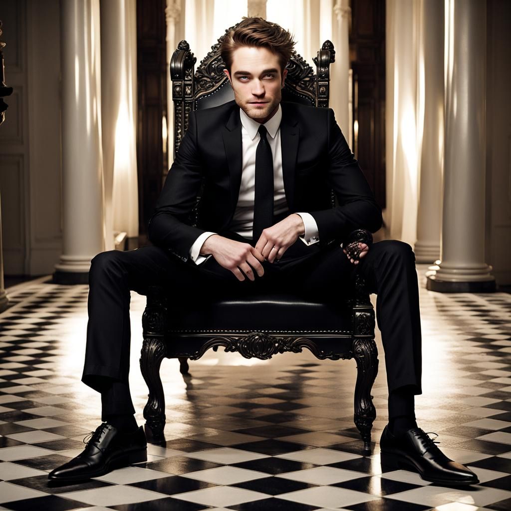Dominant Robert Pattinson Portrait on Throne