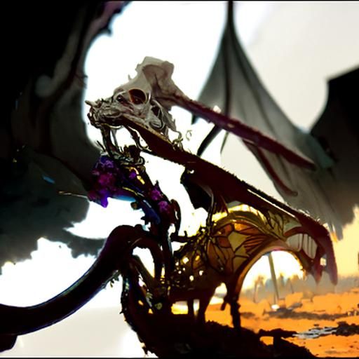 Detailed Dragon Skeleton in Dark Fantasy Style