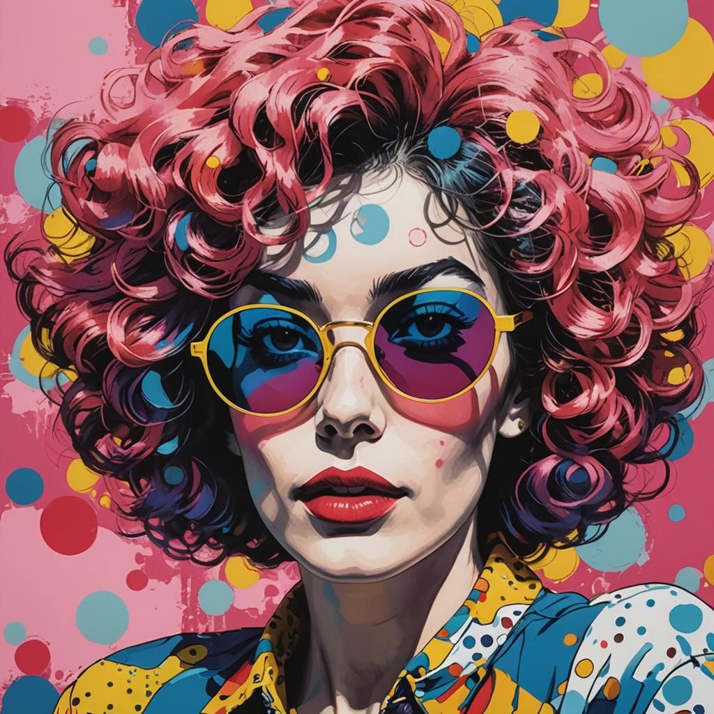 Pop Art Portrait of a Woman with Sunglasses