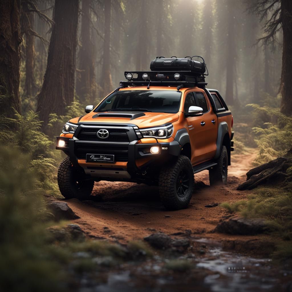 Toyota Hilux Overlander Offroad in Forest: Matte Painting