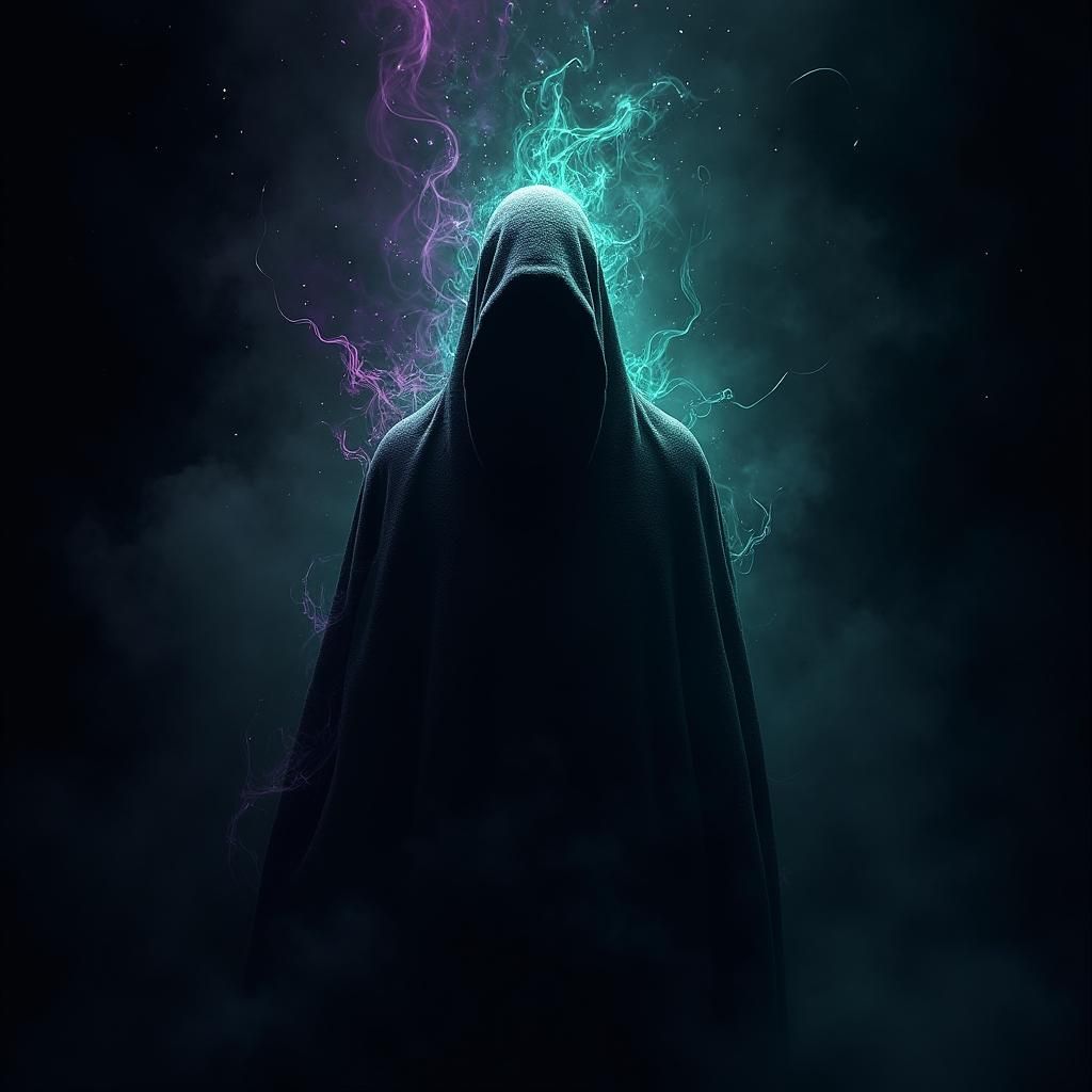 Mysterious Shadow Figure in Electric Aura