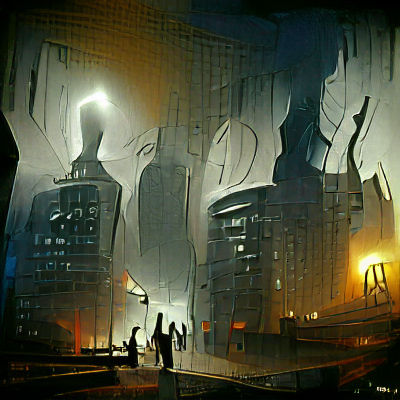 Dystopian Cityscape with Volumetric Lighting