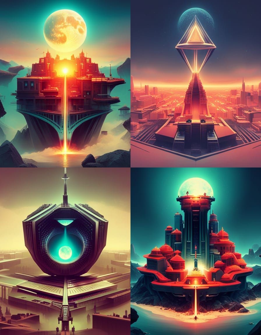 Vibrant Futuristic Landscape as Digital Art